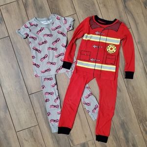 Boys 5T Firetruck and Fireman Long Sleeve Pajama Bundle